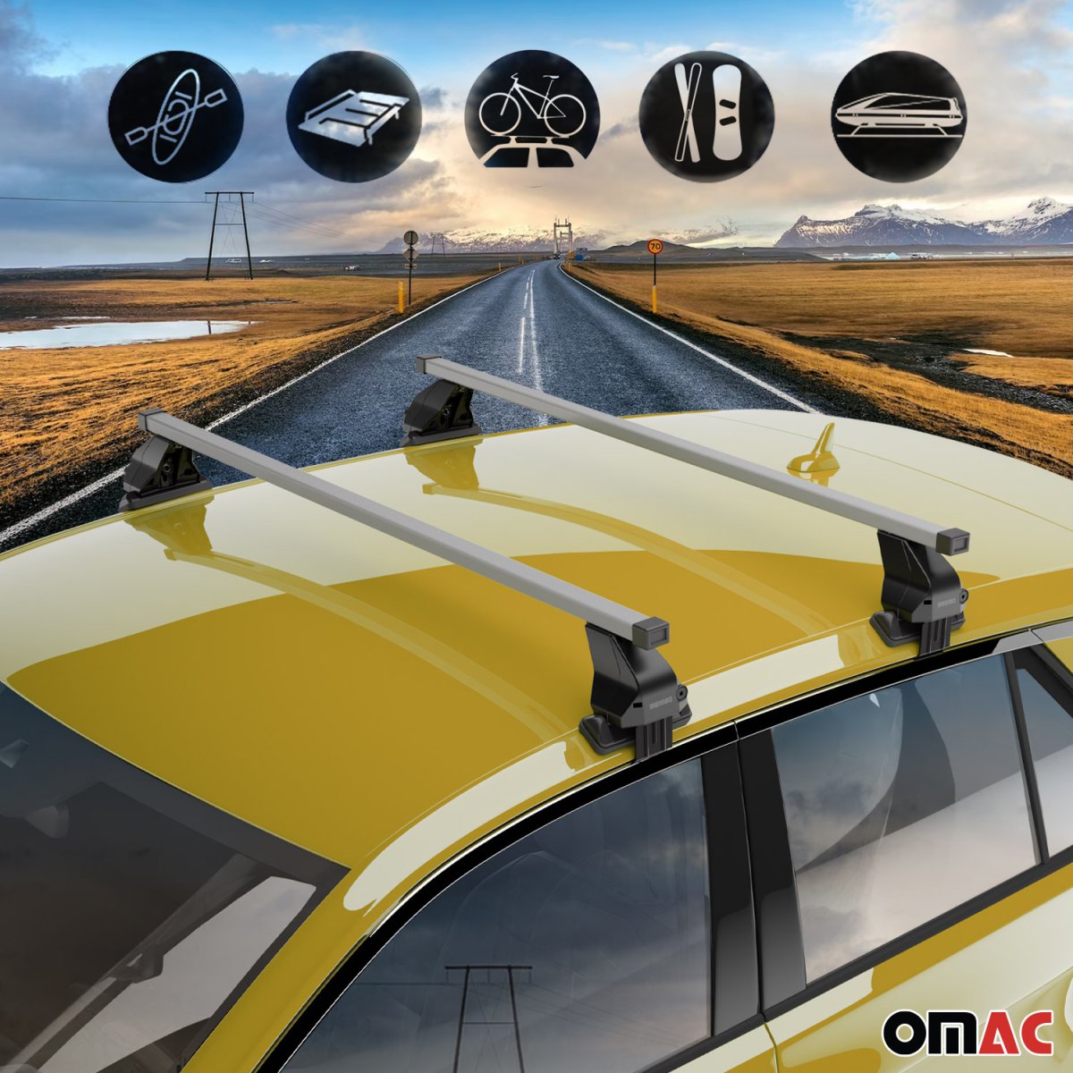 Genesis G70 Roof Rack Cross Bars - Omac - Omega G - Gray - '19-'25